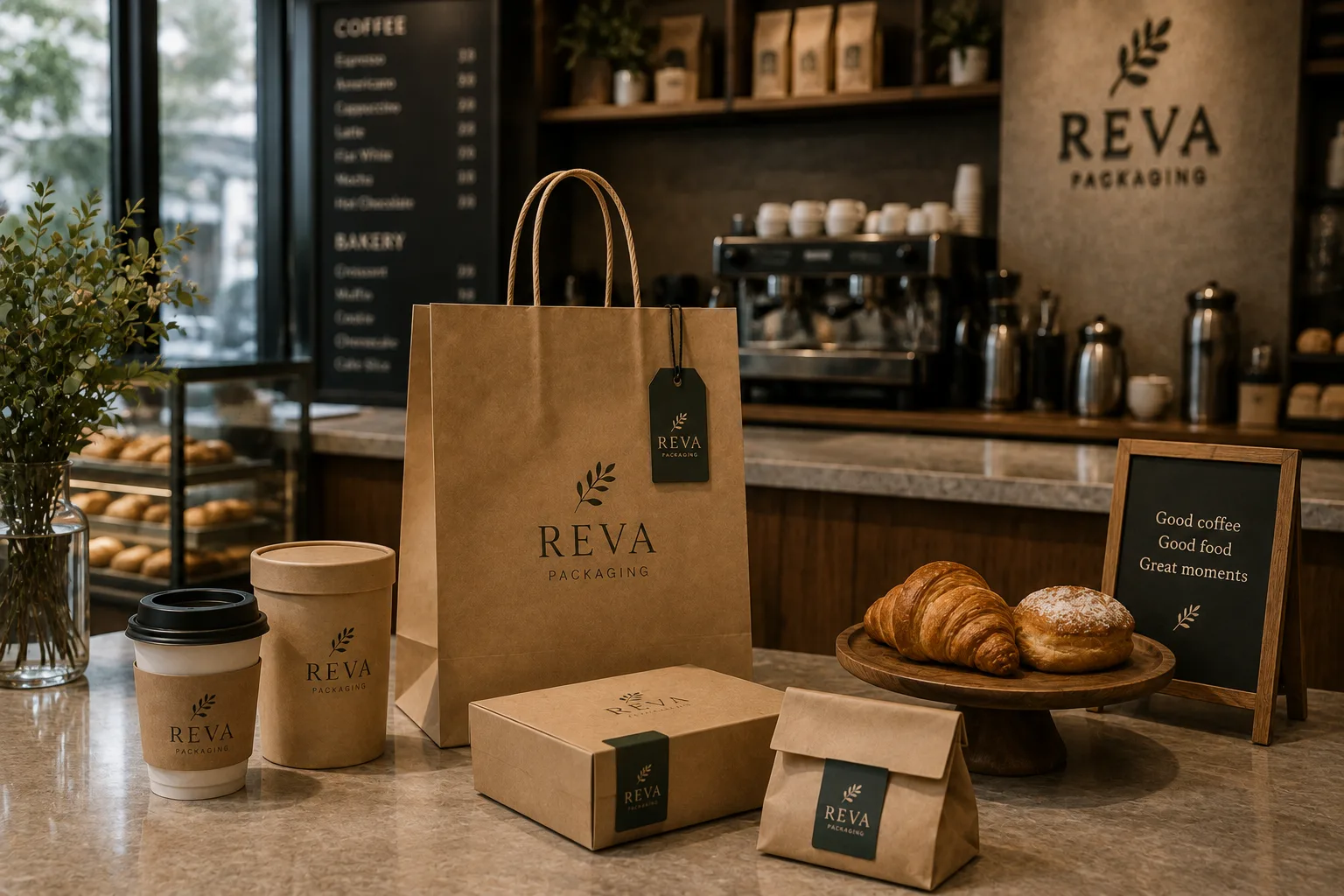 Paper bags for a café and bakery